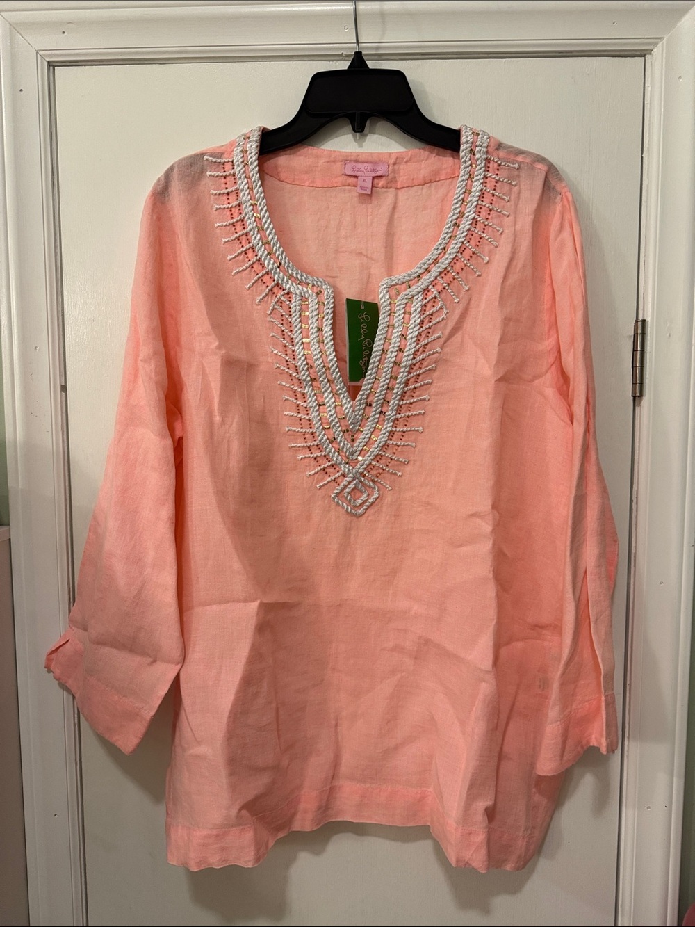 NWT Lilly Pulitzer: Amelia Island Linen Tunic in Pascha Pink - Picture 5 of 8